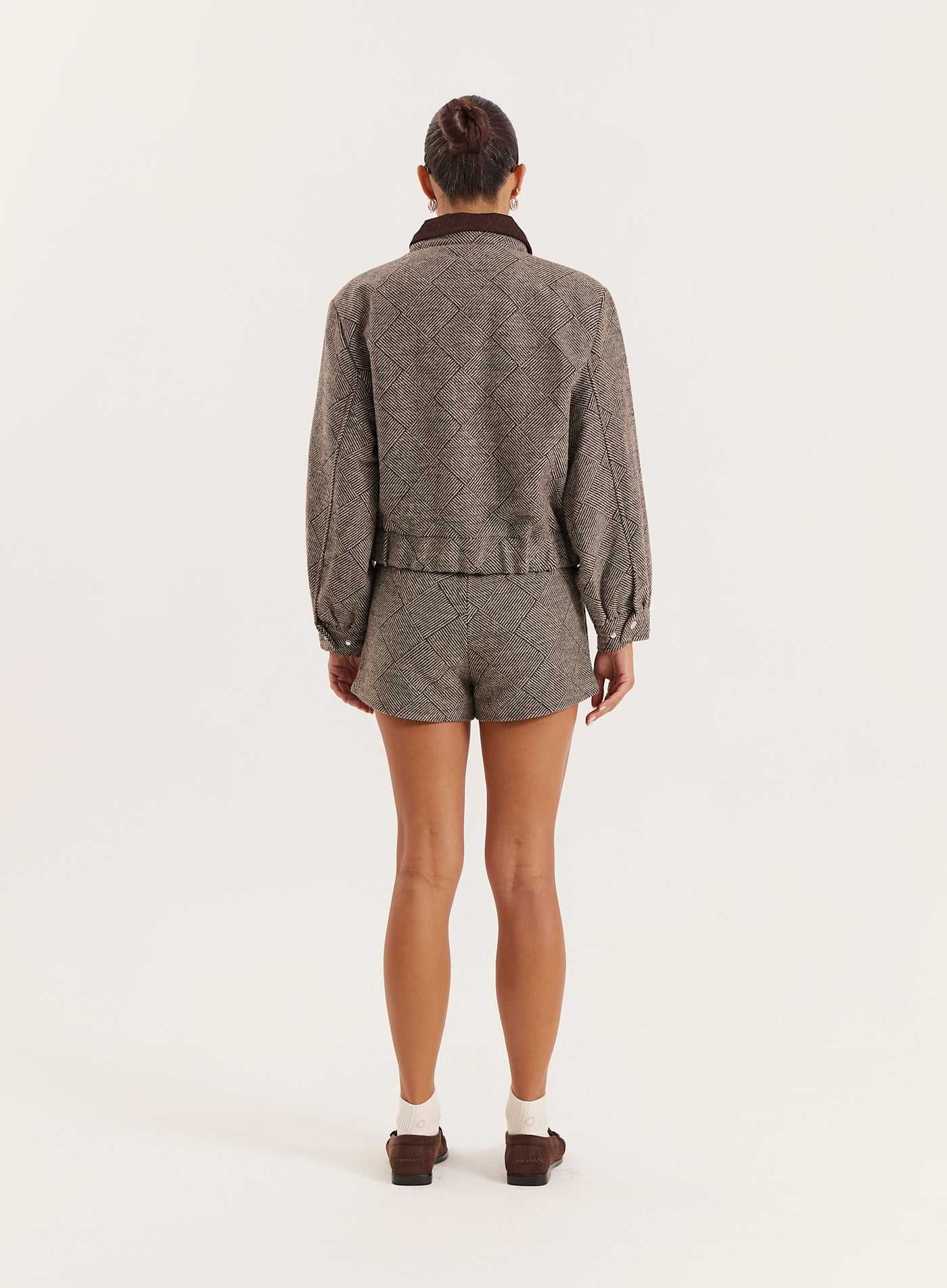 Brown Cropped Collared Trucker Jacket- Ingrid